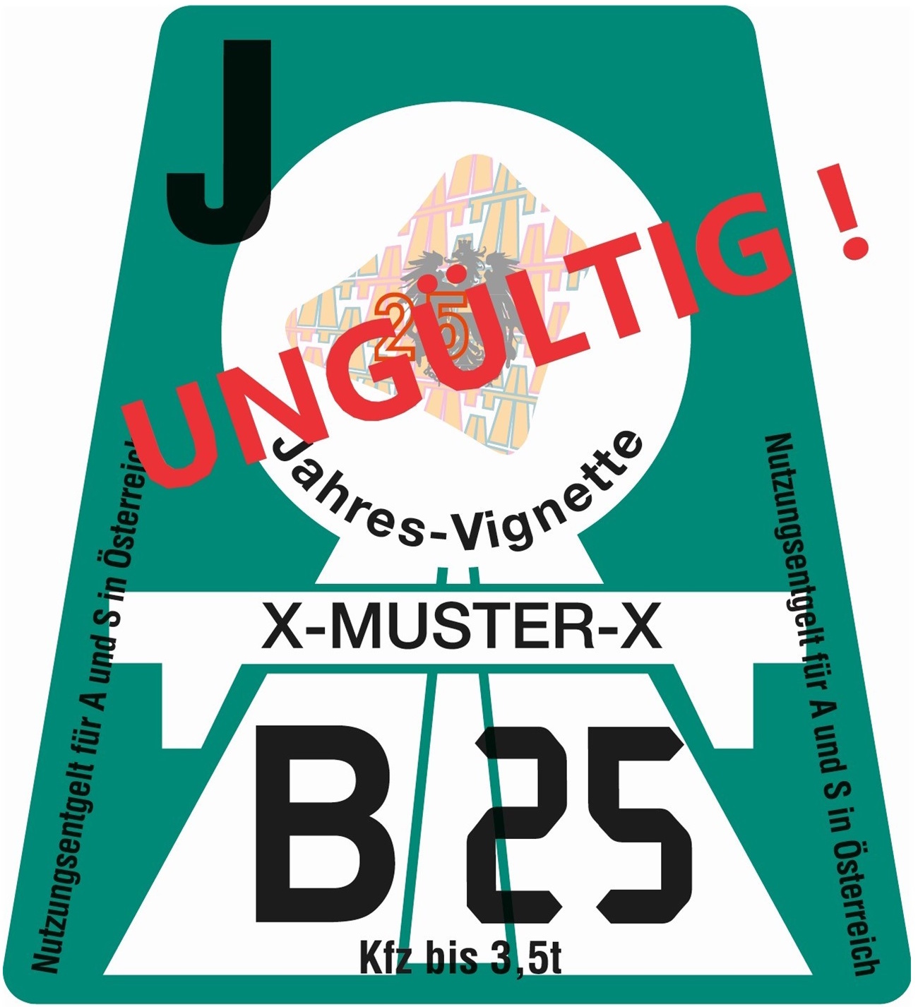 Autobahnvignette 2025 mit Ungültigkeit